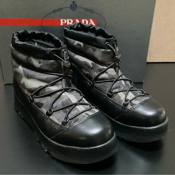 Prada Nylon Camo Boots | Luxury Streetwear Winter Shoes - Picture 1 of 15